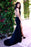 Dark Navy Sleeveless Prom Dress with Slit