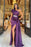 Dark Purple One-Shoulder Long Ruffle Mermaid Prom Dress with Belt