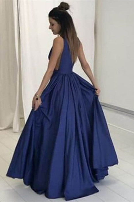 Deep V-Neck Prom Dress With Pockets