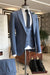 Carl Bespoke Dusty Blue Peaked Lapel Three Pieces Men Suits For Business