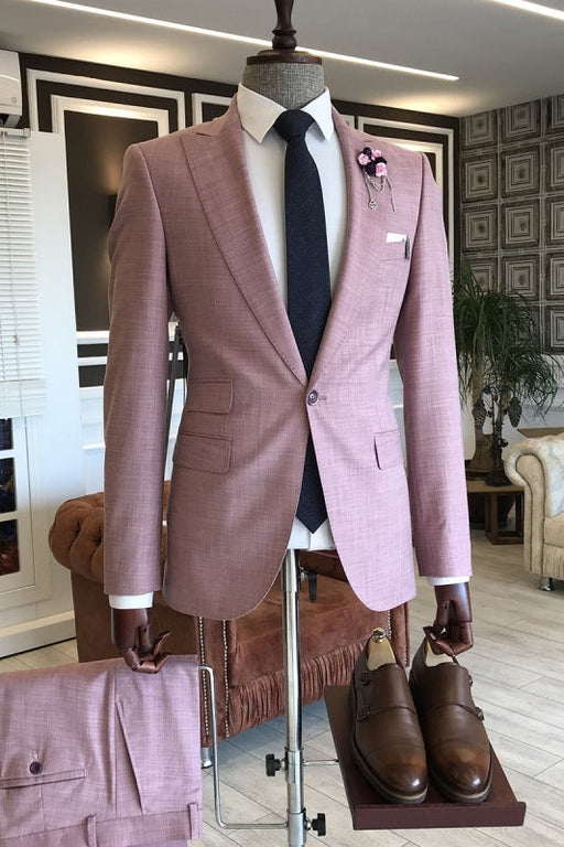 Hogan Dusty Pink Peaked Lapel Two Pieces Glamorous Prom Suits