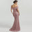 Dusty Rose Off-the-Shoulder Prom Dress with Mermaid Beading