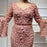 Dusty Rose Prom Dress, V-Neck Long Sleeve Mermaid with Applique