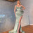 Dusty Sage Spaghetti-Straps Mermaid Prom Dress with Split Beadings Ruffles