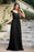 Elegan Cap Sleeves Lace Beadings Evening Dress Ruched Chiffon A-line Formal Dress - Black / US 2 - Prom Dresses