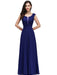 Elegant Cap Sleeves Sweetheart ALine Evening Dresses with Sash Floral Lace Appliques Formal Dresses - Royal Blue / US 2 - Prom Dresses