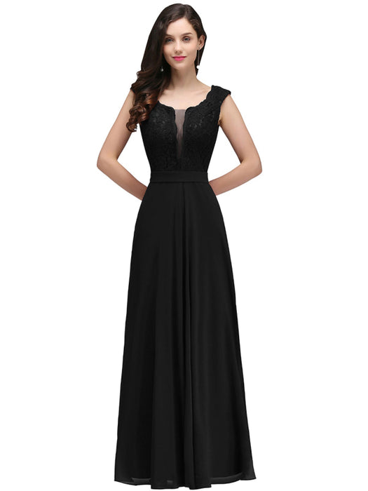 Elegant Cap Sleeves Sweetheart ALine Evening Dresses with Sash Floral Lace Appliques Formal Dresses - Black / US 2 - Prom Dresses