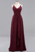 Bridelily Elegant Spaghetti Straps Long Bridesmaid Dress Lace V-Neck Maid of Honor Dress