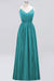 Bridelily Elegant Spaghetti Straps Long Bridesmaid Dress Lace V-Neck Maid of Honor Dress