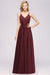 Bridelily Elegant Spaghetti Straps Long Bridesmaid Dress Lace V-Neck Maid of Honor Dress