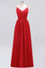 Bridelily Elegant Spaghetti Straps Long Bridesmaid Dress Lace V-Neck Maid of Honor Dress