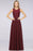 Bridelily Elegant Roud Neckline Sleeveless Burgundy Lace Bridesmaid Dress Online