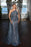 Elegant Dark Blue One Shoulder Mermaid Evening Dress with Sequins Applique