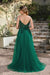 Elegant Dark Green A-Line Spaghetti Straps Prom Dresses with Split - Prom Dresses