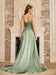 High Split Shiny Floor-Length Dresses with Spaghetti Straps-koscy