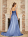 High Split Shiny Floor-Length Dresses with Spaghetti Straps-koscy
