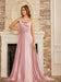 High Split Shiny Floor-Length Dresses with Spaghetti Straps-koscy