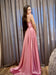 Elegant Dark Navy A-Line Spaghetti Straps Sleeveless Satin Prom Dresses - Prom Dresses