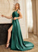High Split Shiny Floor-Length Dresses with Spaghetti Straps-koscy