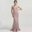 Elegant Dusty Pink Sequin Appliques Prom Dress, Mermaid V-Neck with Beads