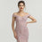 Elegant Dusty Pink Sequin Appliques Prom Dress, Mermaid V-Neck with Beads