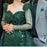 Elegant Green Applique Prom Dress, Long Sleeve Mermaid