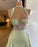 Elegant Halter Green Beaded A-Line Mermaid Prom Dress