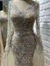 Elegant Ink Blue Long Sleeve Prom Dress, Sequin Applique A-Line