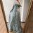 Elegant Ink Blue Long Sleeve Prom Dress, Sequin Applique A-Line