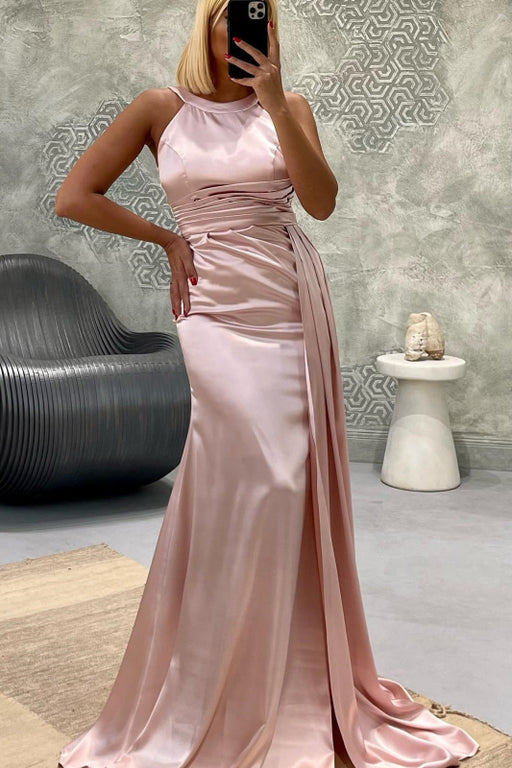 Elegant Jewel Strapless Mermaid Long Prom Dress with Pleats