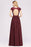 Bridelily Elegant Lace Open-Back Long Burgundy Bridesmaid Dresses Online