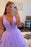 Elegant Lilac Sleeveless V-Neck Tulle Layers Prom Dress