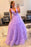 Elegant Lilac Sleeveless V-Neck Tulle Layers Prom Dress