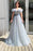 Elegant Off-the-Shoulder A-Line Sequins Tulle Prom Dress with Belt and Beads