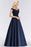 Bridelily Elegant Off-the-Shoulder Ruffle Navy Lace Bridesmaid Dresses with Beads