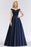 Bridelily Elegant Off-the-Shoulder Ruffle Navy Lace Bridesmaid Dresses with Beads