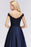 Bridelily Elegant Off-the-Shoulder Ruffle Navy Lace Bridesmaid Dresses with Beads