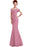 Elegant Off-the-Shoulder Trumpet Bridesmaid Dress Lace Long Evening Dress - Dusty Pink / US 4 - Prom Dresses