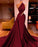  Elegant One Shoulder Mermaid Prom Dress Long Pleated with Beads