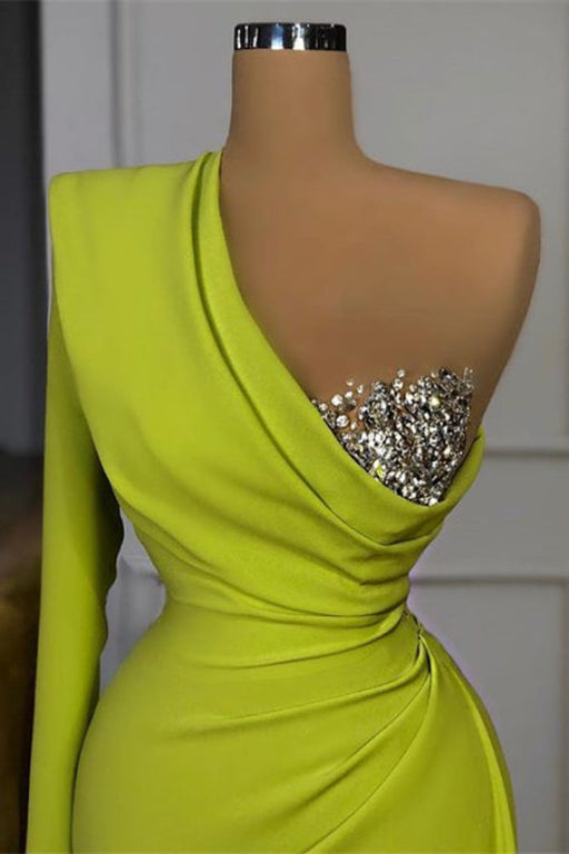 Elegant One Shoulder Sequins Mermaid Prom Dress with Long Sleeve