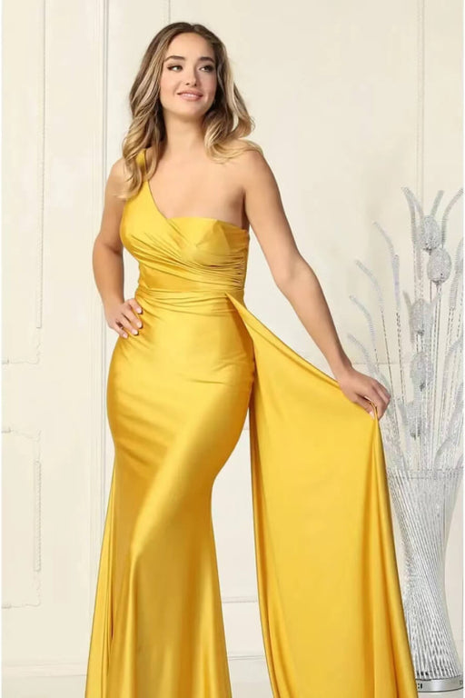 Elegant One-Shoulder Sweetheart Mermaid Evening Dress with Ruffles