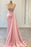 Elegant Pink Halter Mermaid Prom Dress with Shining V Neck