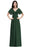 Elegant Puffy Sleeves Chiffon Aline Bridesmaid Dresses V-Neck Floor Length Evening Dress - Dark Green / S - Prom Dresses