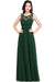 Elegant Round Neck Chiffon Formal Dress Sleveless Aline Evening Dress Floor Length - Dark Green / US 2 - Prom Dresses