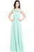 Elegant Round Neck Chiffon Formal Dress Sleveless Aline Evening Dress Floor Length - Mint / US 2 - Prom Dresses