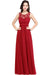 Elegant Round Neck Chiffon Formal Dress Sleveless Aline Evening Dress Floor Length - Red / US 2 - Prom Dresses