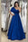 Elegant Royal Blue One Shoulder Sweetheart Off-the-Shoulder Evening Dress