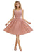 Elegant Ruffle Chiffon Short Bridesmaid Dress Sleeveless V-Neck Aline Knee Length Homecoming Dress - Prom Dresses