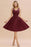 Elegant Ruffle Chiffon Short Bridesmaid Dress Sleeveless V-Neck Aline Knee Length Homecoming Dress - Burgundy / US 2 - Prom Dresses