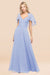 Bridelily Chic Satin V-Neck Long Burgundy Chiffon Bridesmaid Dress with Flutter Sleeve